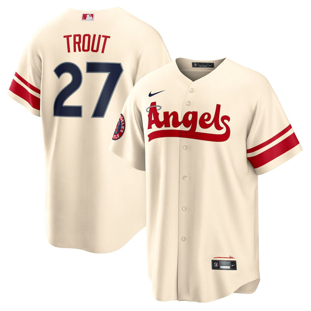 Men's Los Angeles Angels Mike Trout City Connect Replica Jersey - Cream