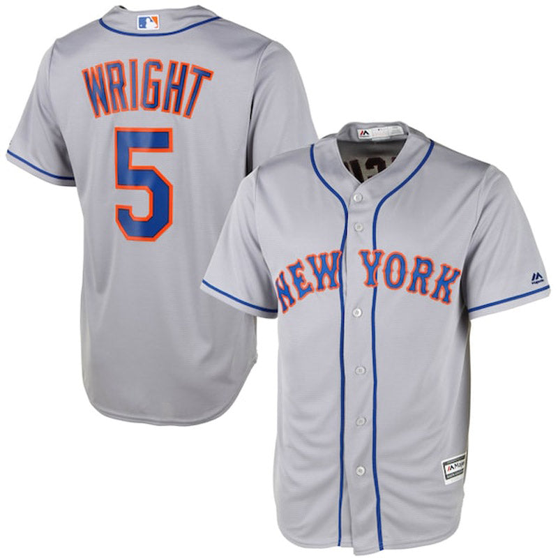 Men's New York Mets David Wright Replica Road Jersey - Gray